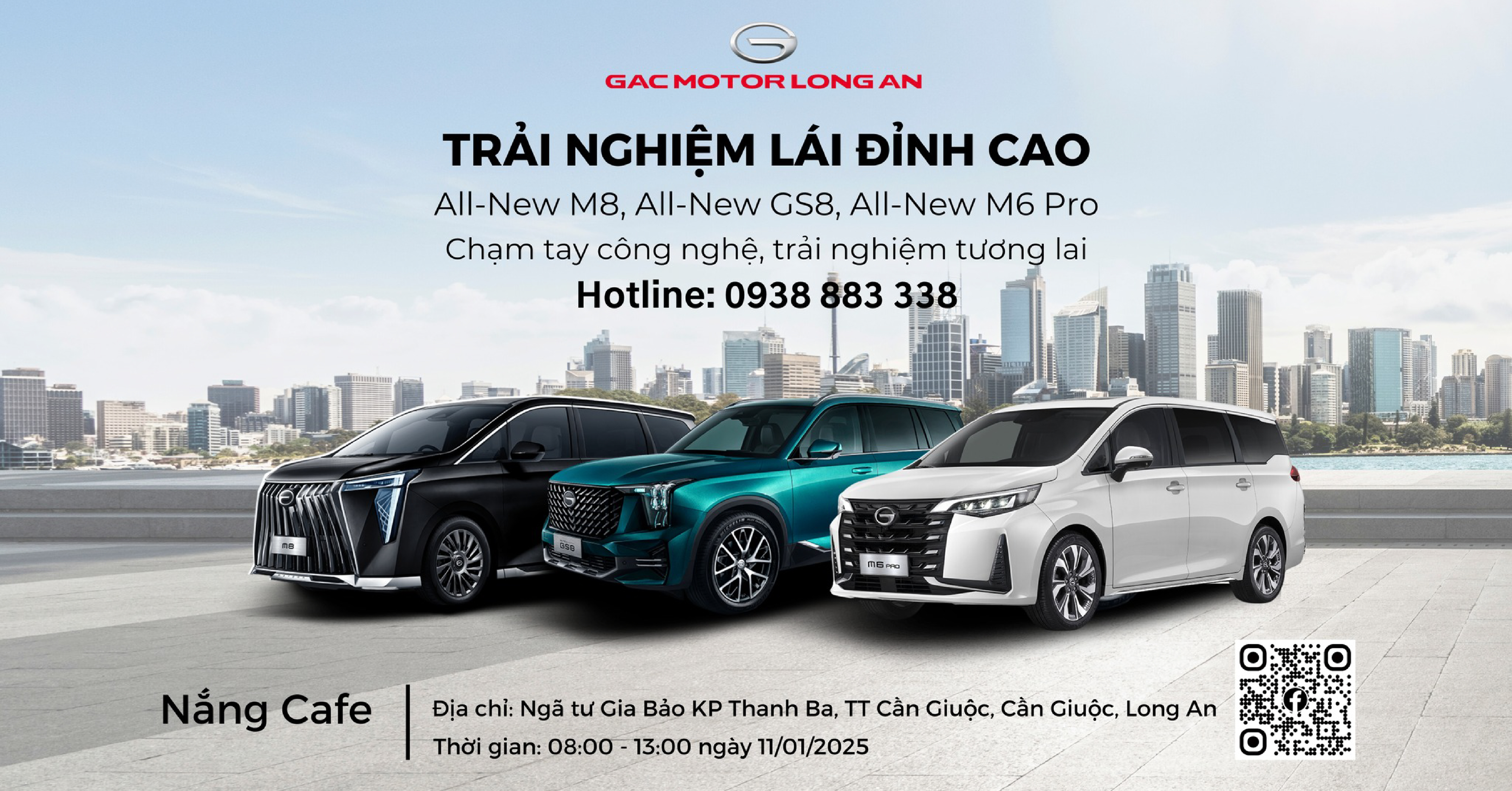 Thông báo: sự kiện lái thử dòng xe GAC GS8 & GAC M8 ngày 11/01/2025 tại Nắng cafe